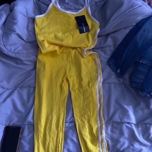 Yellow jumpsuit fashion nova